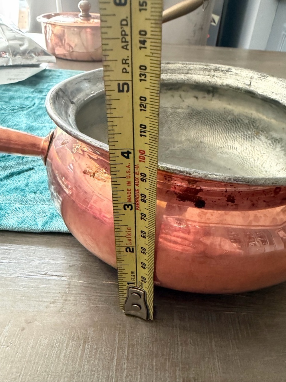 Copper Saucepan with Wooden Handle - Copper Finish Italian vintages - Picture 2 of 6